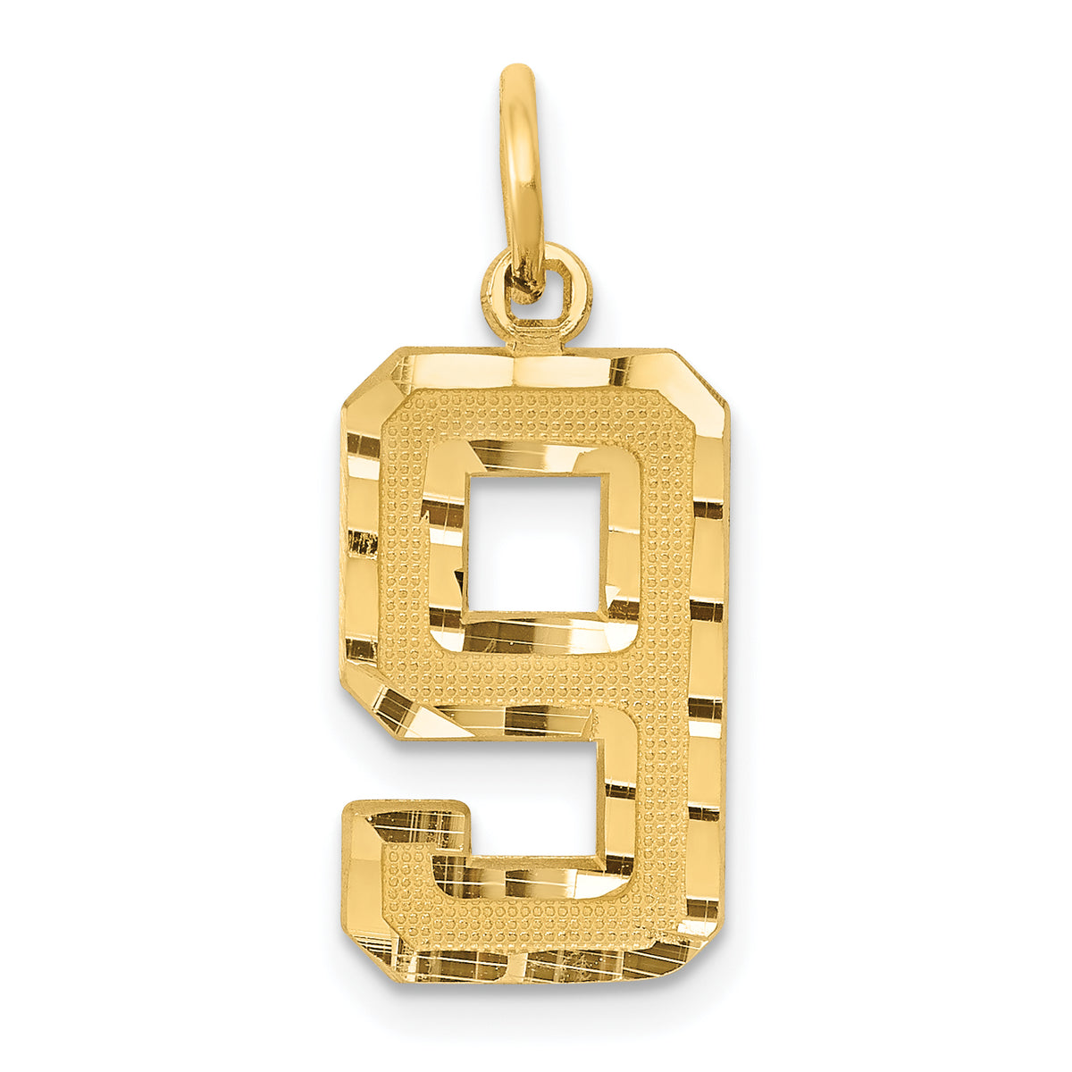 14k Medium Diamond-cut Number 9 Charm