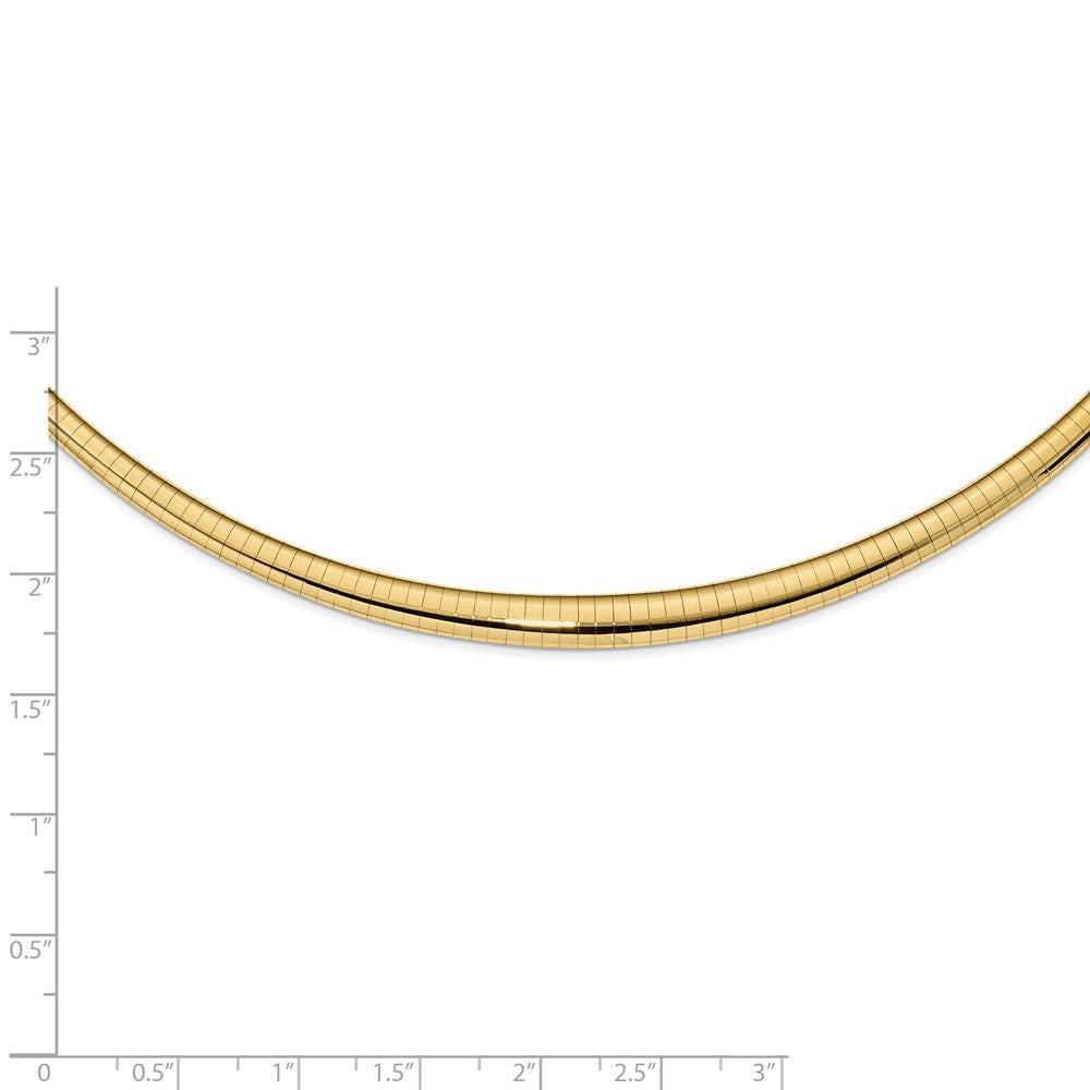 14K Polished 3/6mm Graduated Omega Necklace