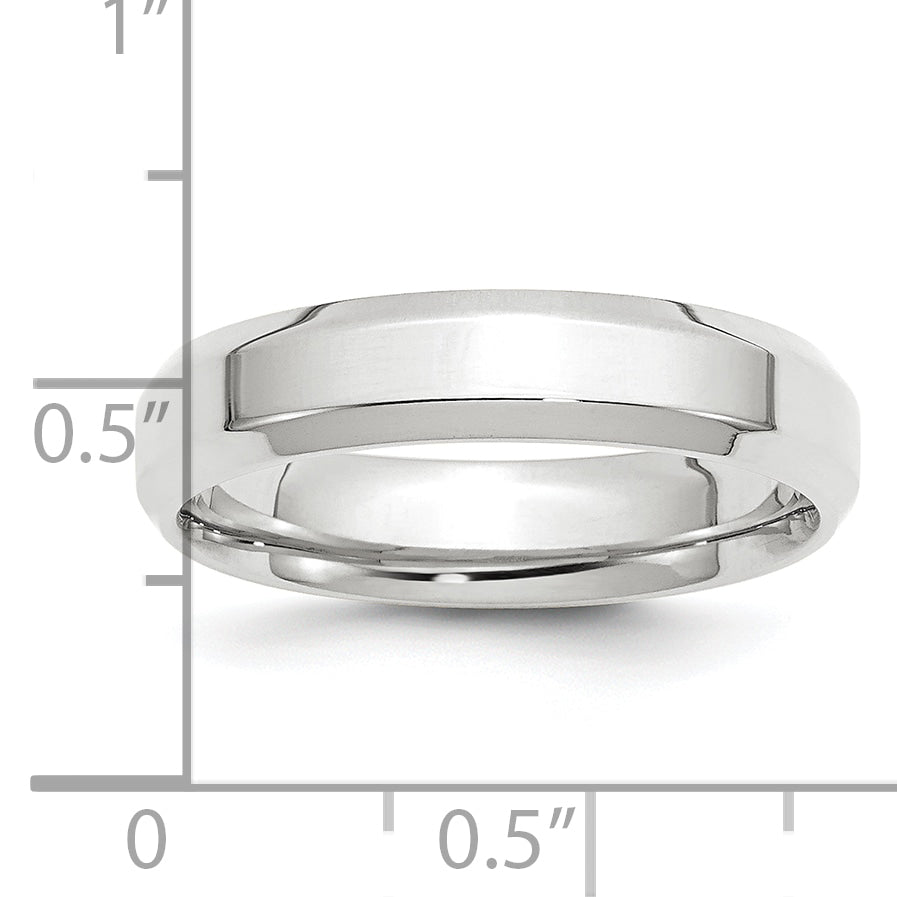 Platinum 5mm Polished Beveled Edge Wedding Band Size 6