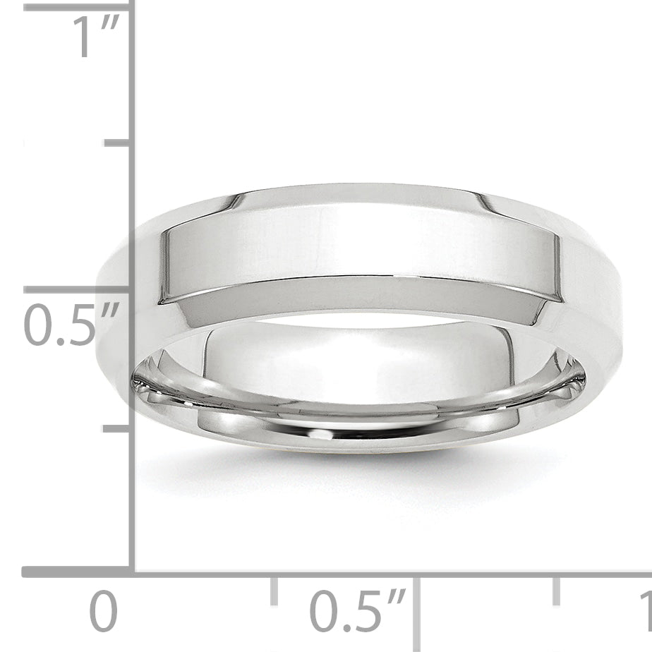 Platinum 6mm Polished Beveled Edge Wedding Band Size 6