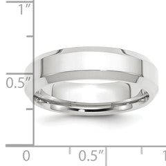 Platinum 6mm Polished Beveled Edge Wedding Band Size 6