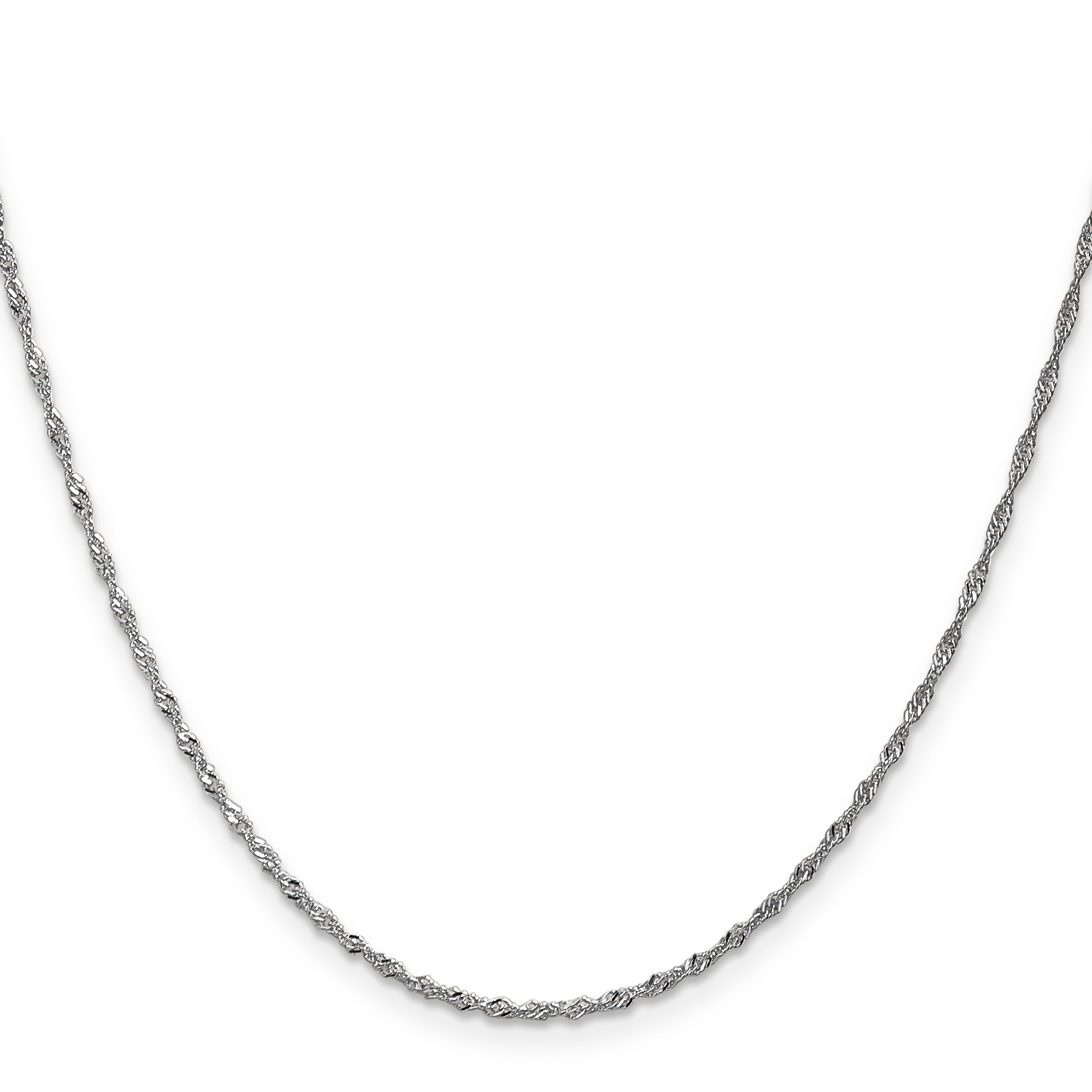 14K White Gold Singapore Chain Necklace with Polished Rhodium Finish