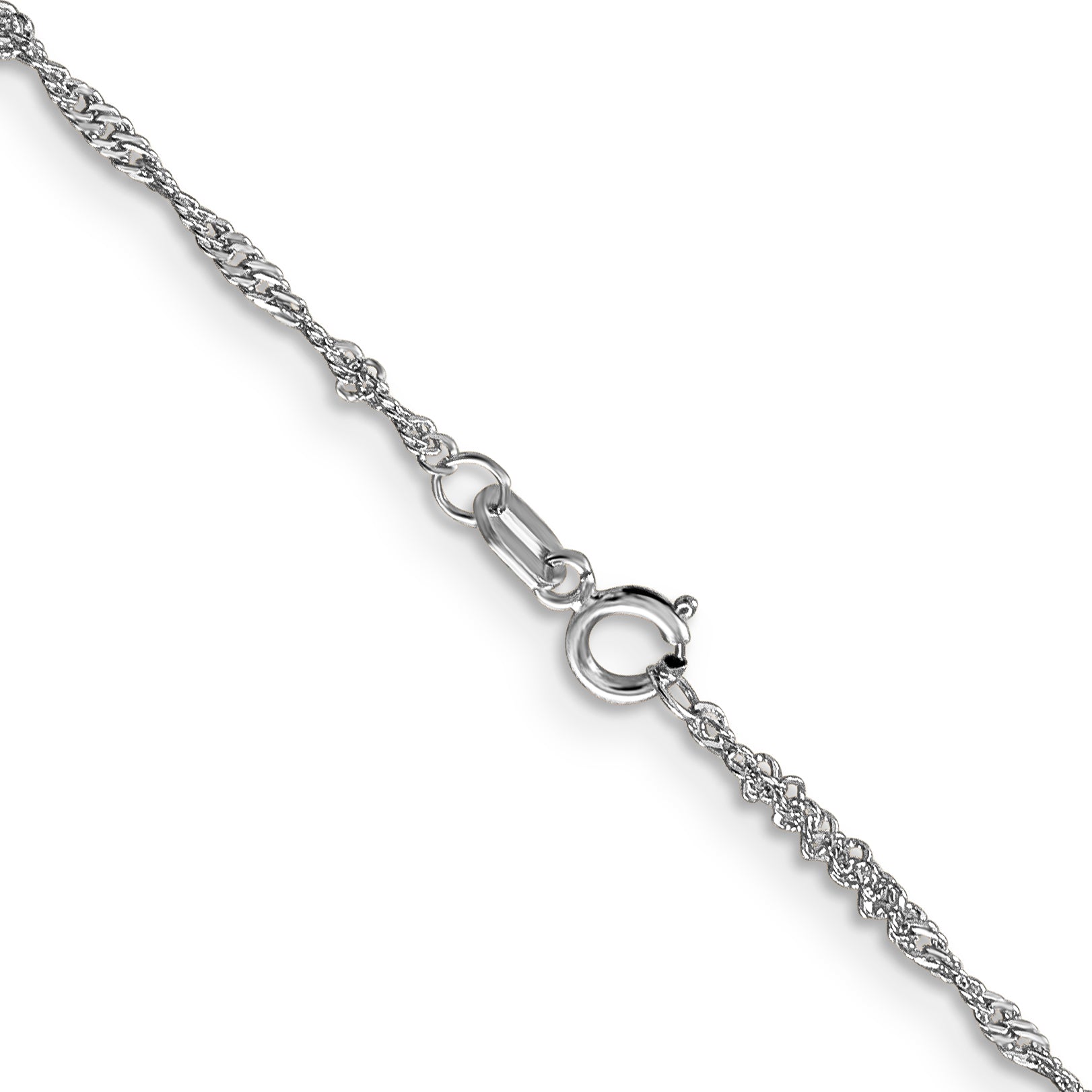 14K White Gold 14 inch 1.4mm Singapore with Spring Ring Clasp Chain