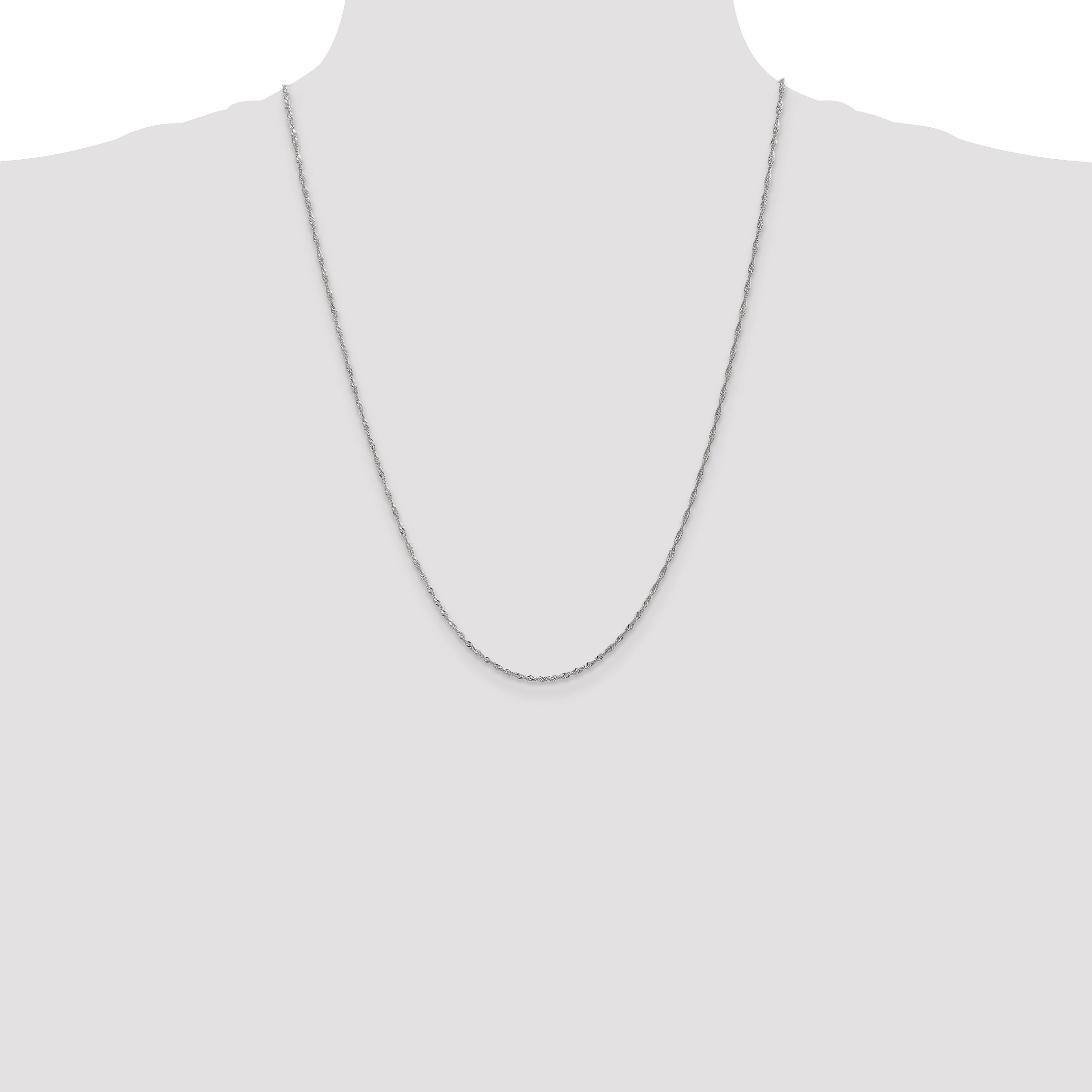 14K White Gold Singapore Chain Necklace with Polished Rhodium Finish