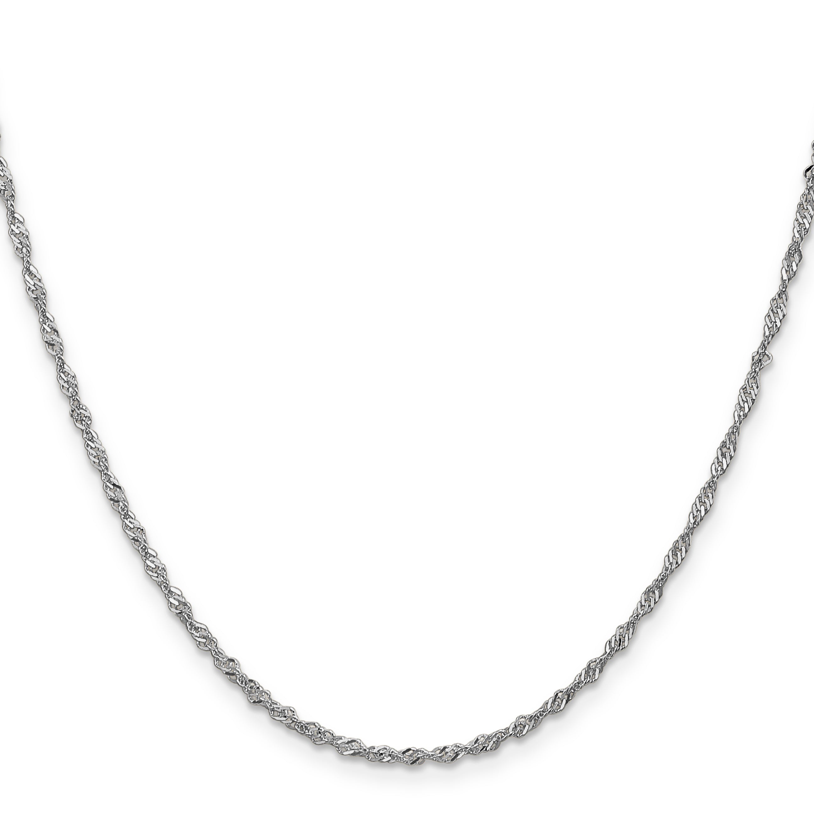 14K White Gold 16 inch 1.7mm Singapore with Lobster Clasp Chain