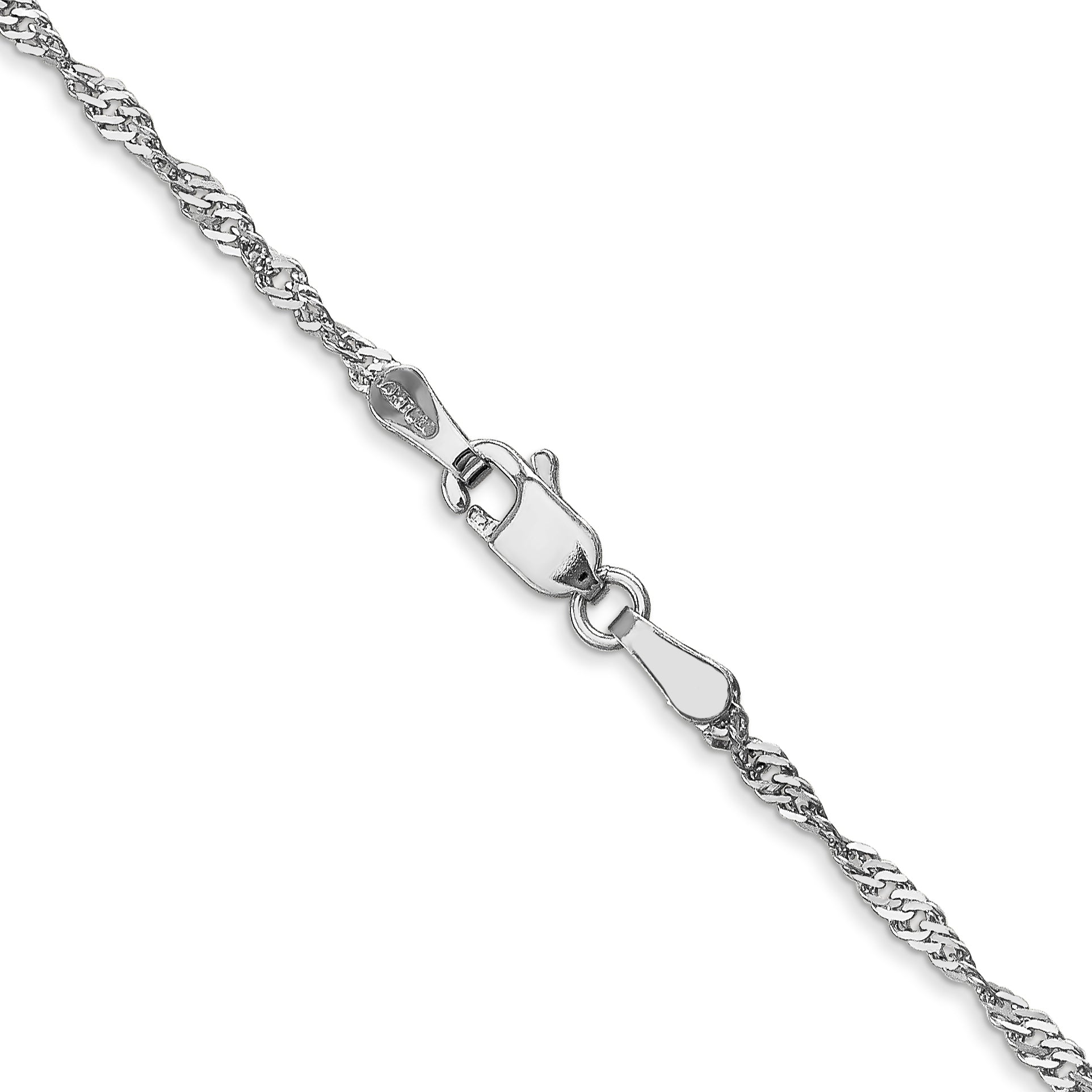 14K White Gold 16 inch 1.7mm Singapore with Lobster Clasp Chain