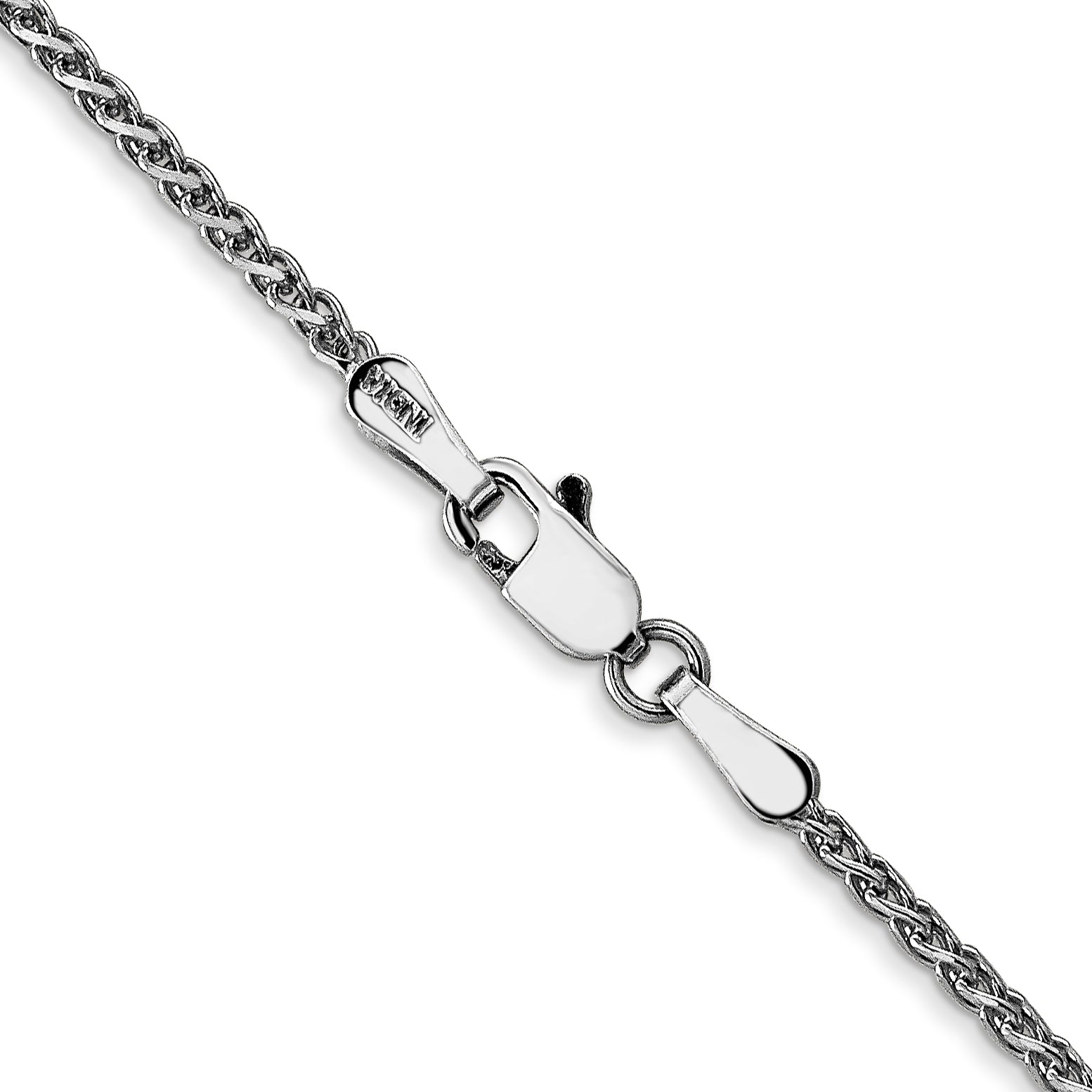 14K White Gold 14 inch 1.7mm Diamond-cut Spiga with Lobster Clasp Chain