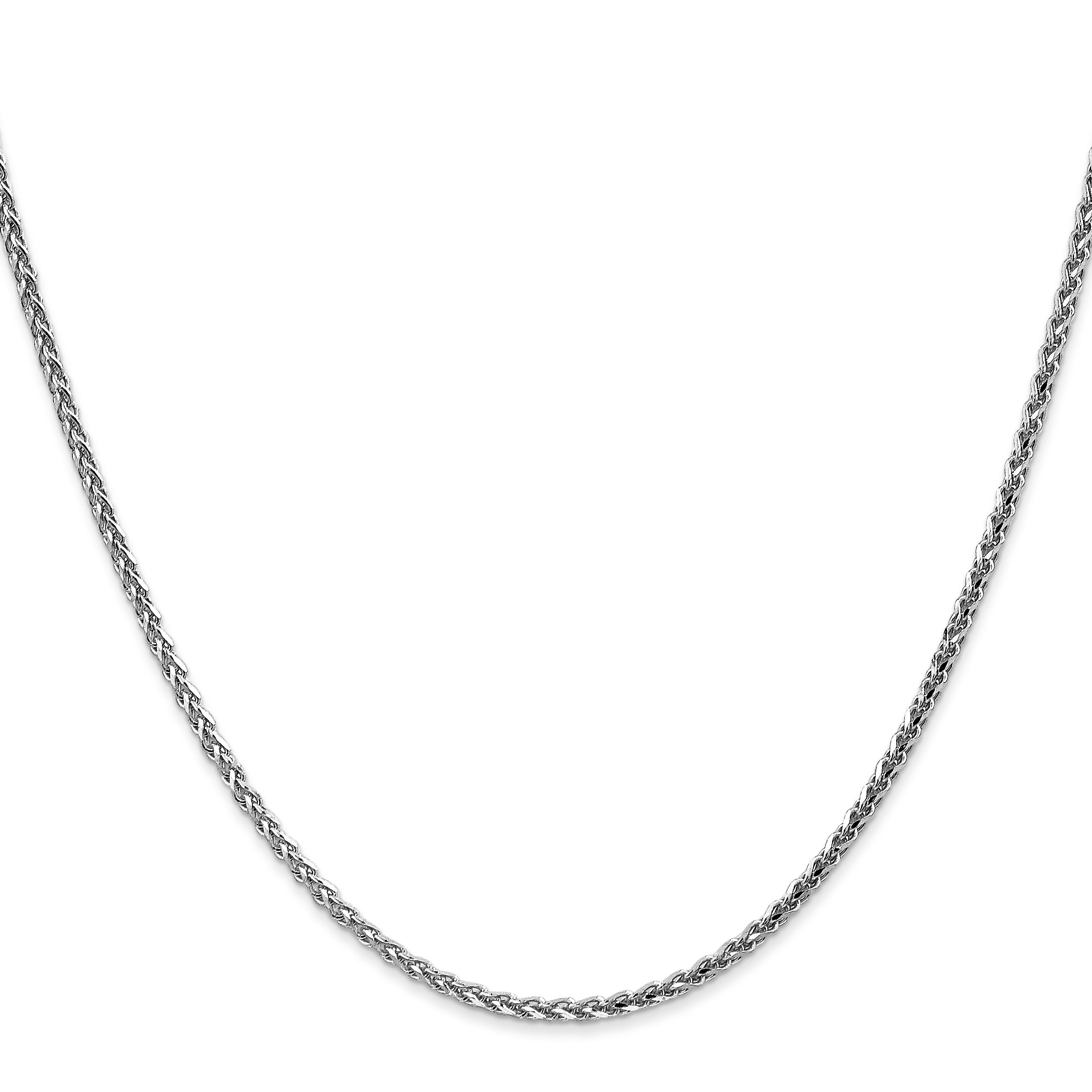 14K White Gold 16 inch 2.1mm Diamond-cut Spiga with Lobster Clasp Chain