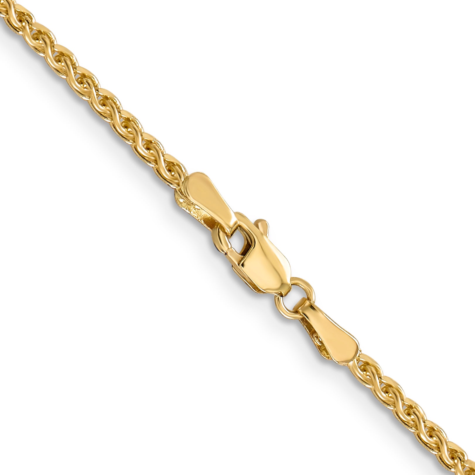 14K 16 inch 2.1mm Diamond-cut Spiga with Lobster Clasp Chain