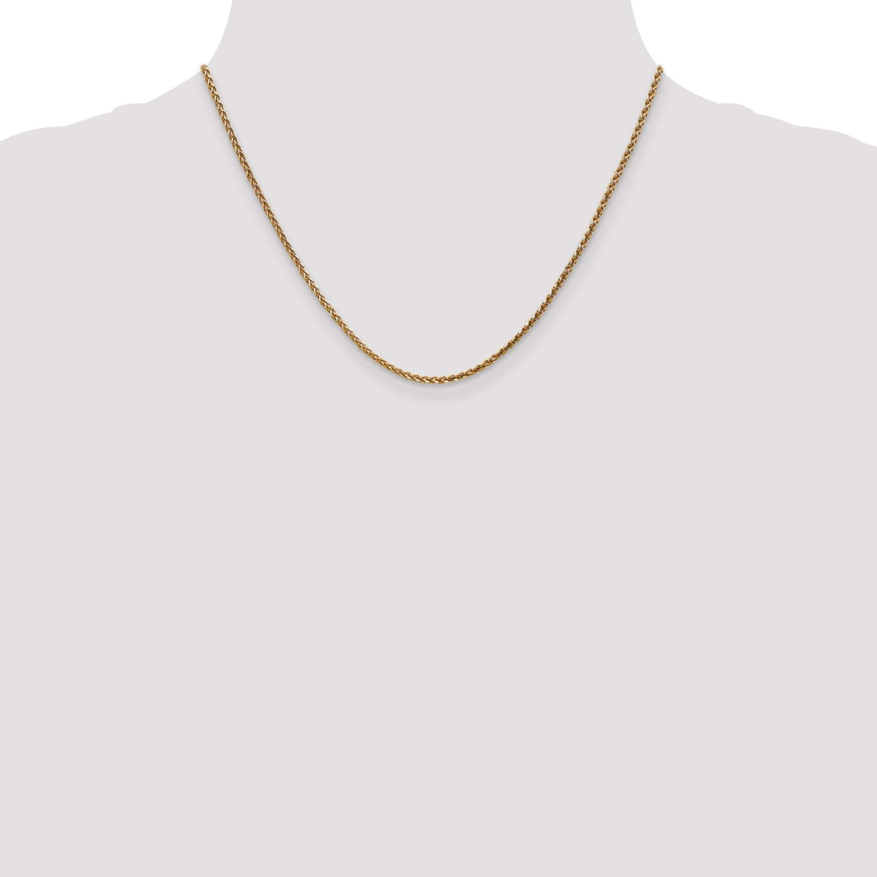 14K 16 inch 2.1mm Diamond-cut Spiga with Lobster Clasp Chain