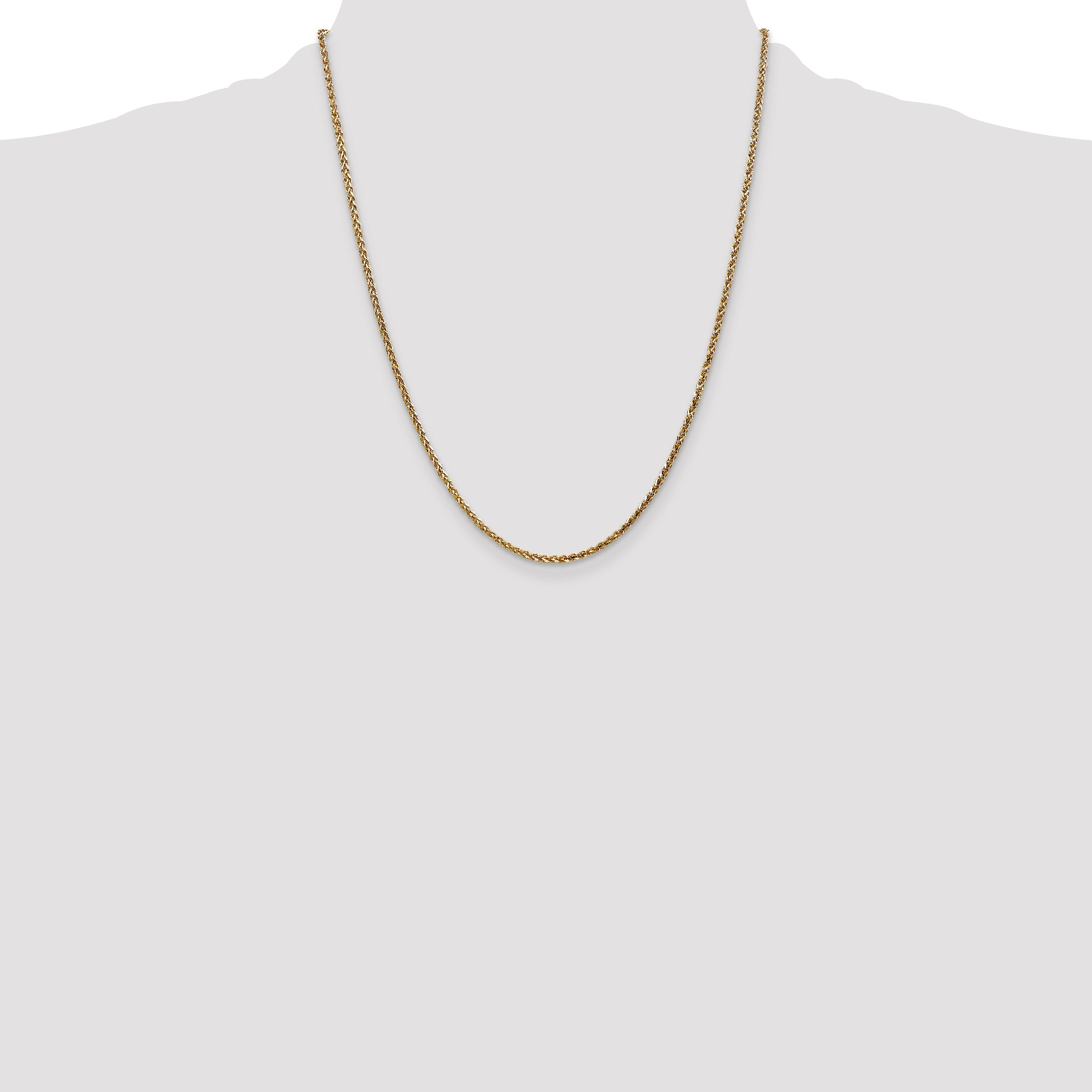 14K 16 inch 2.1mm Diamond-cut Spiga with Lobster Clasp Chain