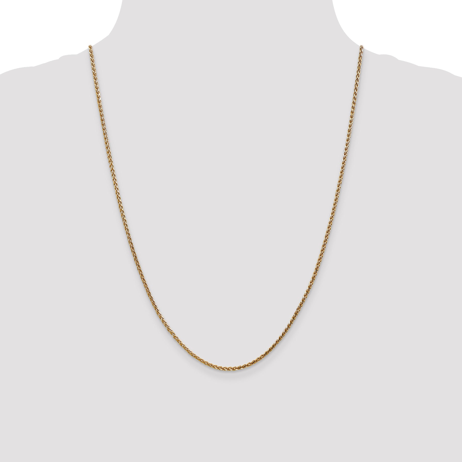 14K 16 inch 2.1mm Diamond-cut Spiga with Lobster Clasp Chain