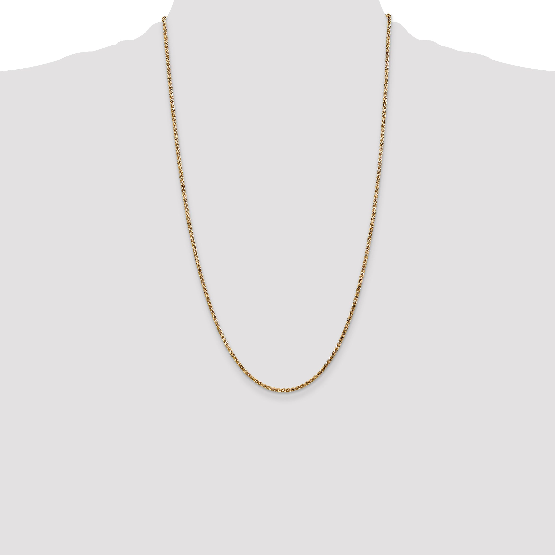 14K 16 inch 2.1mm Diamond-cut Spiga with Lobster Clasp Chain