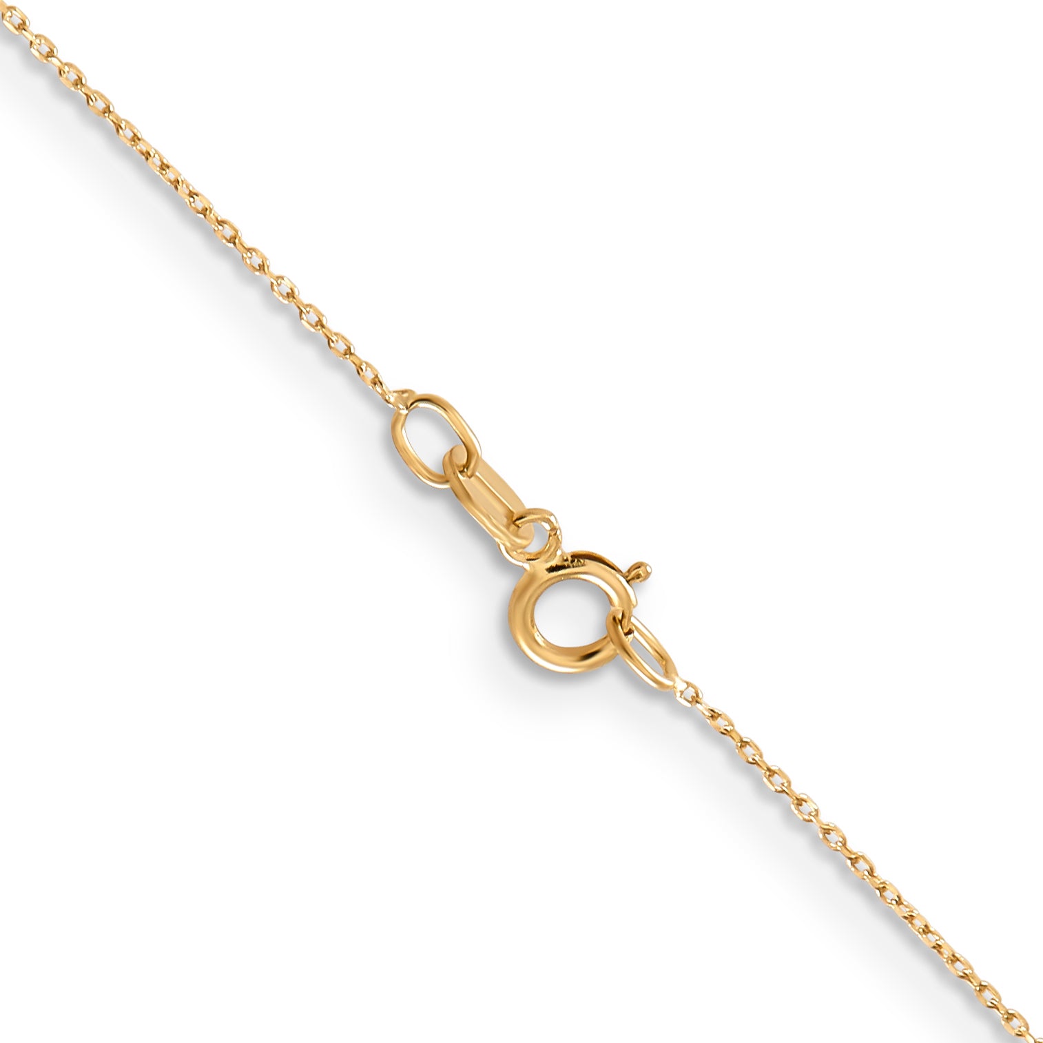 14K 14 inch .6mm Diamond-cut Round Open Link Cable with Spring Ring Clasp Chain