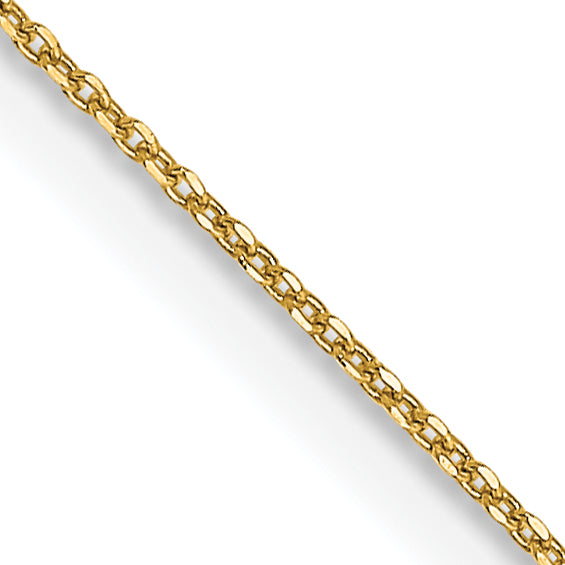 14K 24 inch .6mm Diamond-cut Round Open Link Cable with Spring Ring Clasp Chain