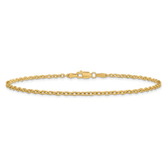 14K 9 inch 2.2mm Forzantine Cable with Lobster Clasp Anklet