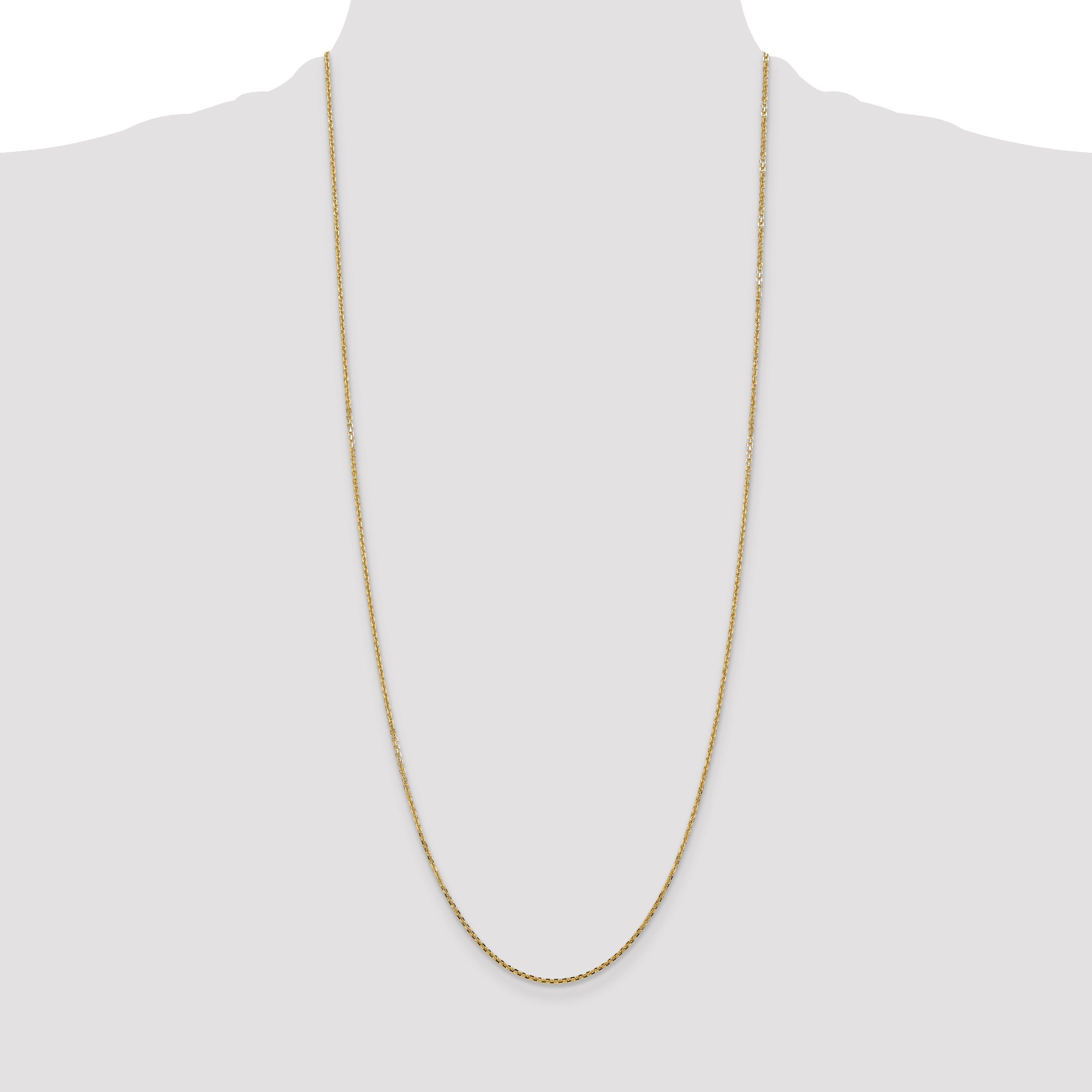 14K 14 inch 1.45mm Solid Diamond-cut Cable with Lobster Clasp Chain