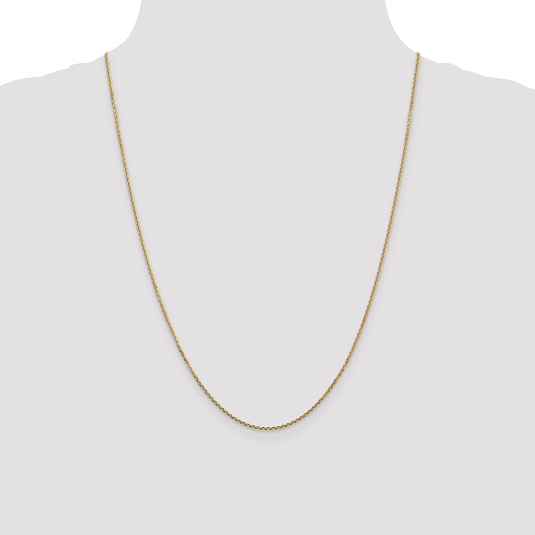 14K 14 inch 1.45mm Solid Diamond-cut Cable with Lobster Clasp Chain