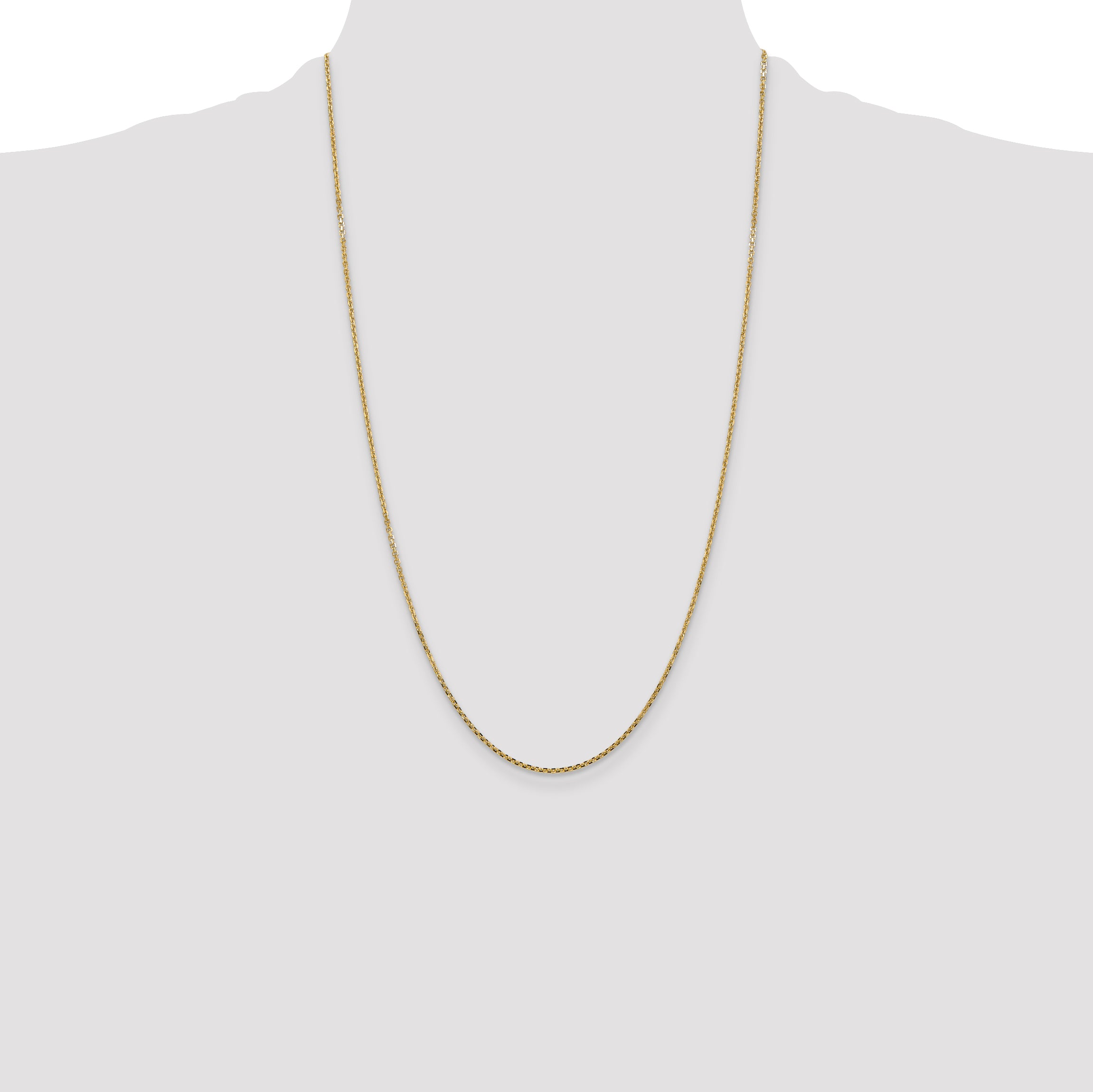 14K 14 inch 1.45mm Solid Diamond-cut Cable with Lobster Clasp Chain