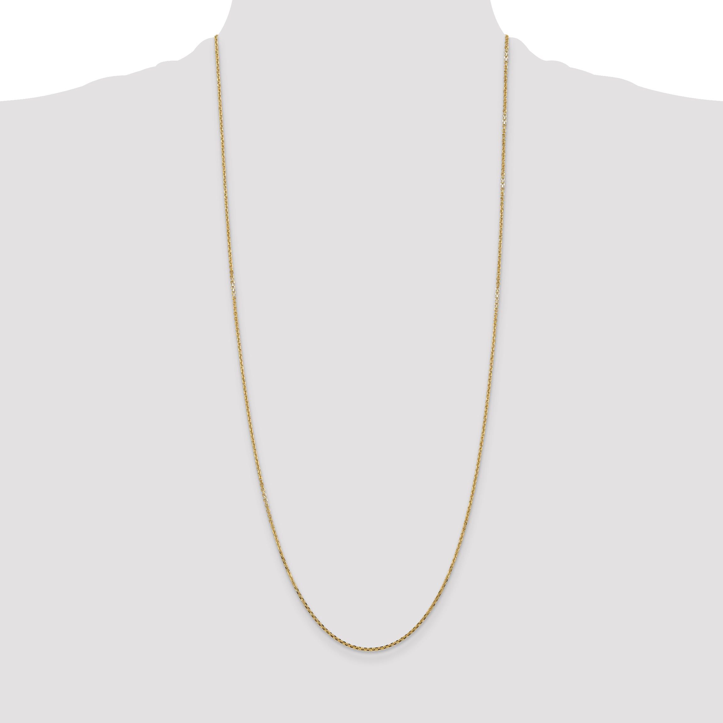 14K 14 inch 1.45mm Solid Diamond-cut Cable with Lobster Clasp Chain