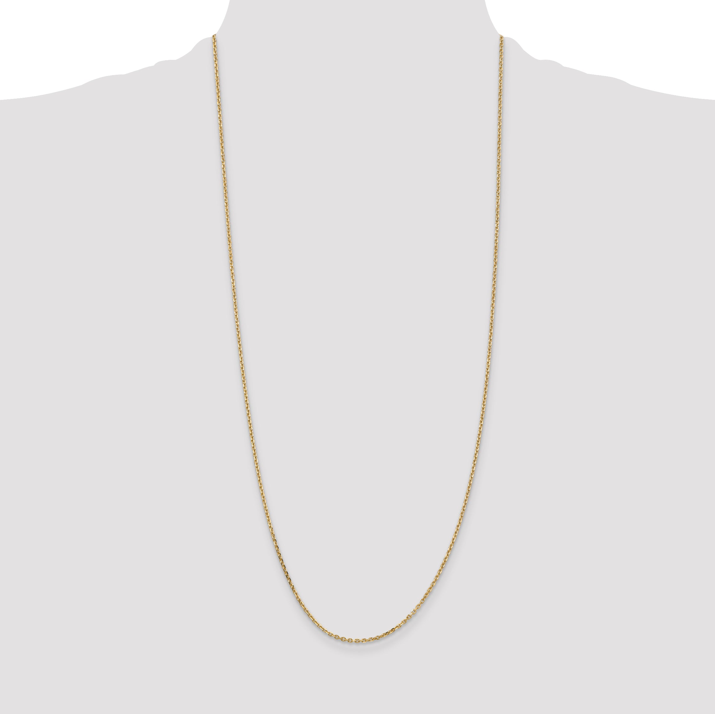 14K 16 inch 1.65mm Solid Diamond-cut Cable with Lobster Clasp Chain