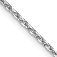 14K White Gold 30 inch 1.65mm Diamond-cut Cable with Lobster Clasp Chain