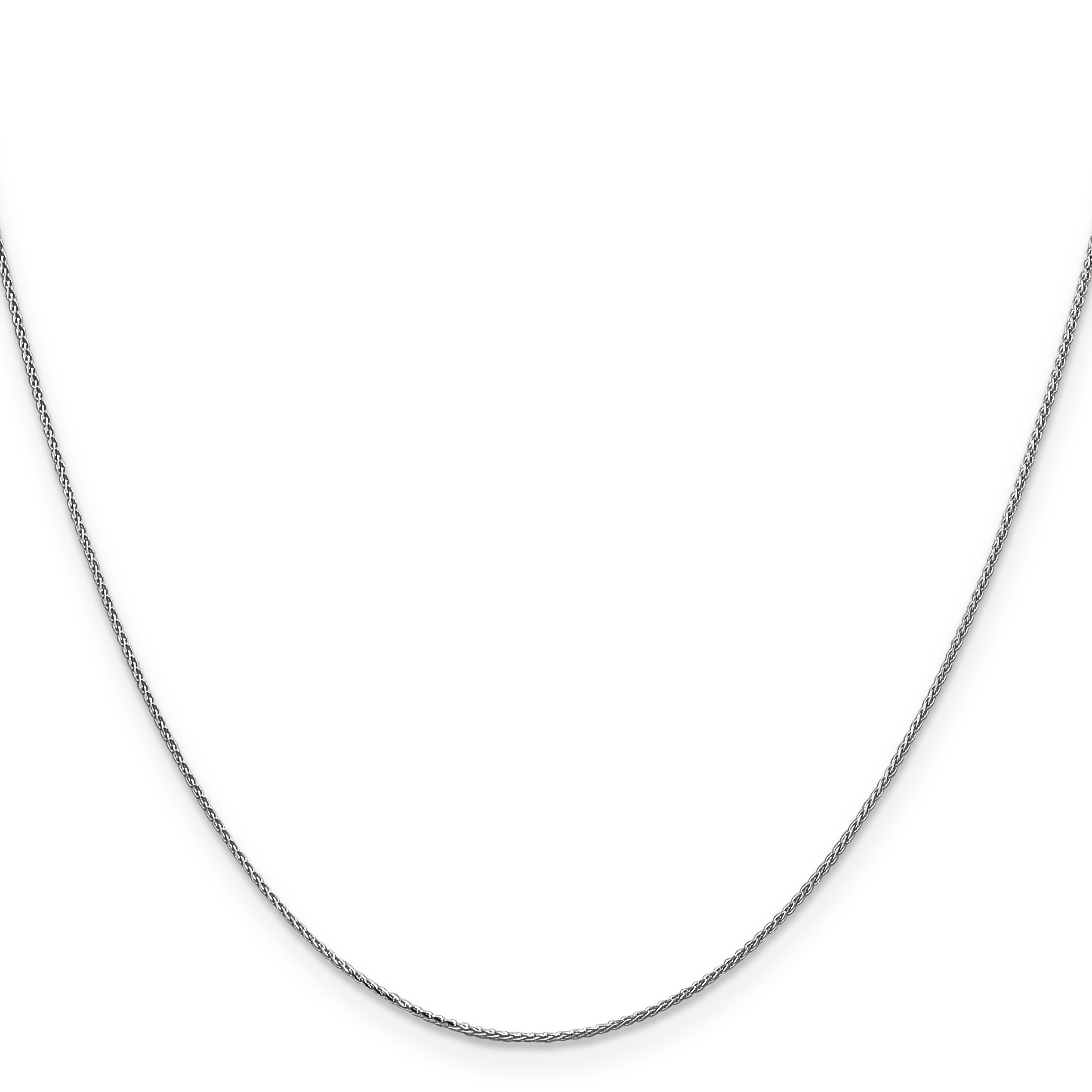 14K White Gold Polished Diamond-Cut Spiga Chain Necklace for Women