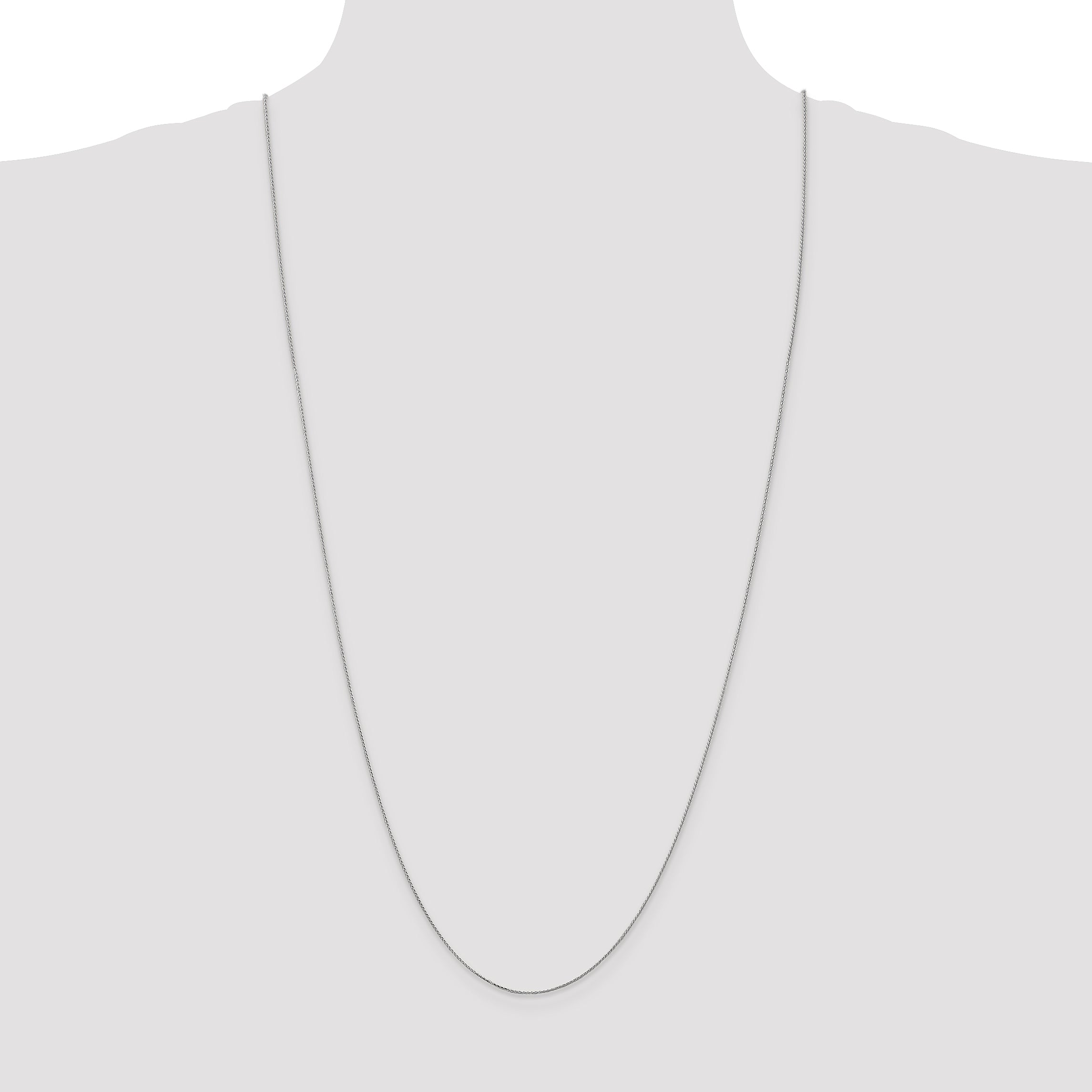 14K White Gold Polished Diamond-Cut Spiga Chain Necklace for Women