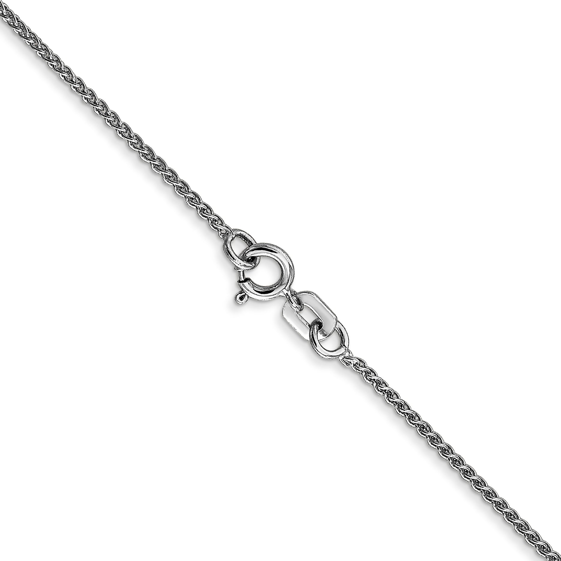 14K White Gold Polished Spiga Necklace with Rhodium Finish