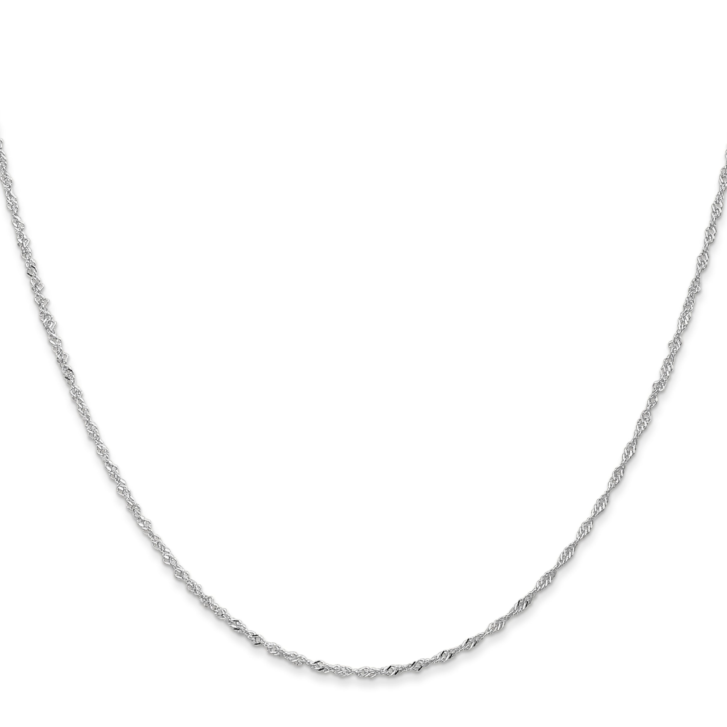 14K White Gold 14 inch 1.10mm Singapore with Spring Ring Clasp Chain