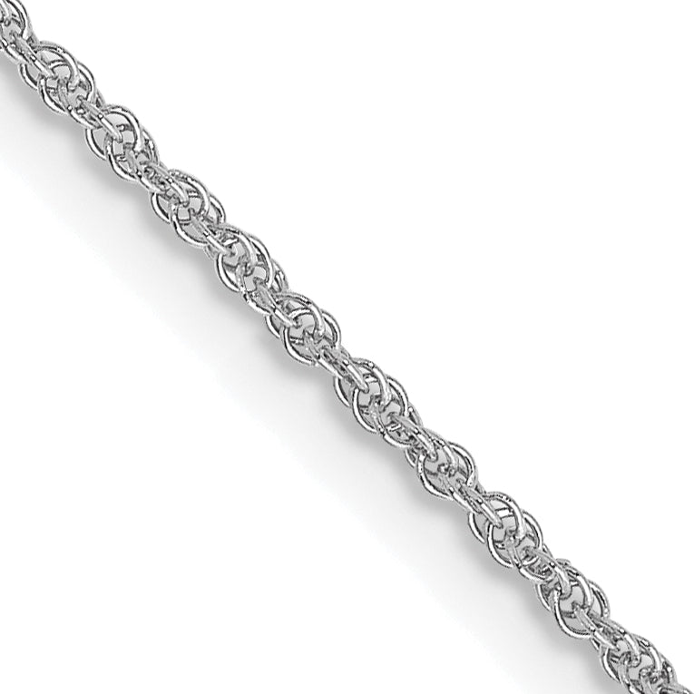 14K White Gold 26 inch 1.1mm Baby Rope with Spring Ring Clasp Chain