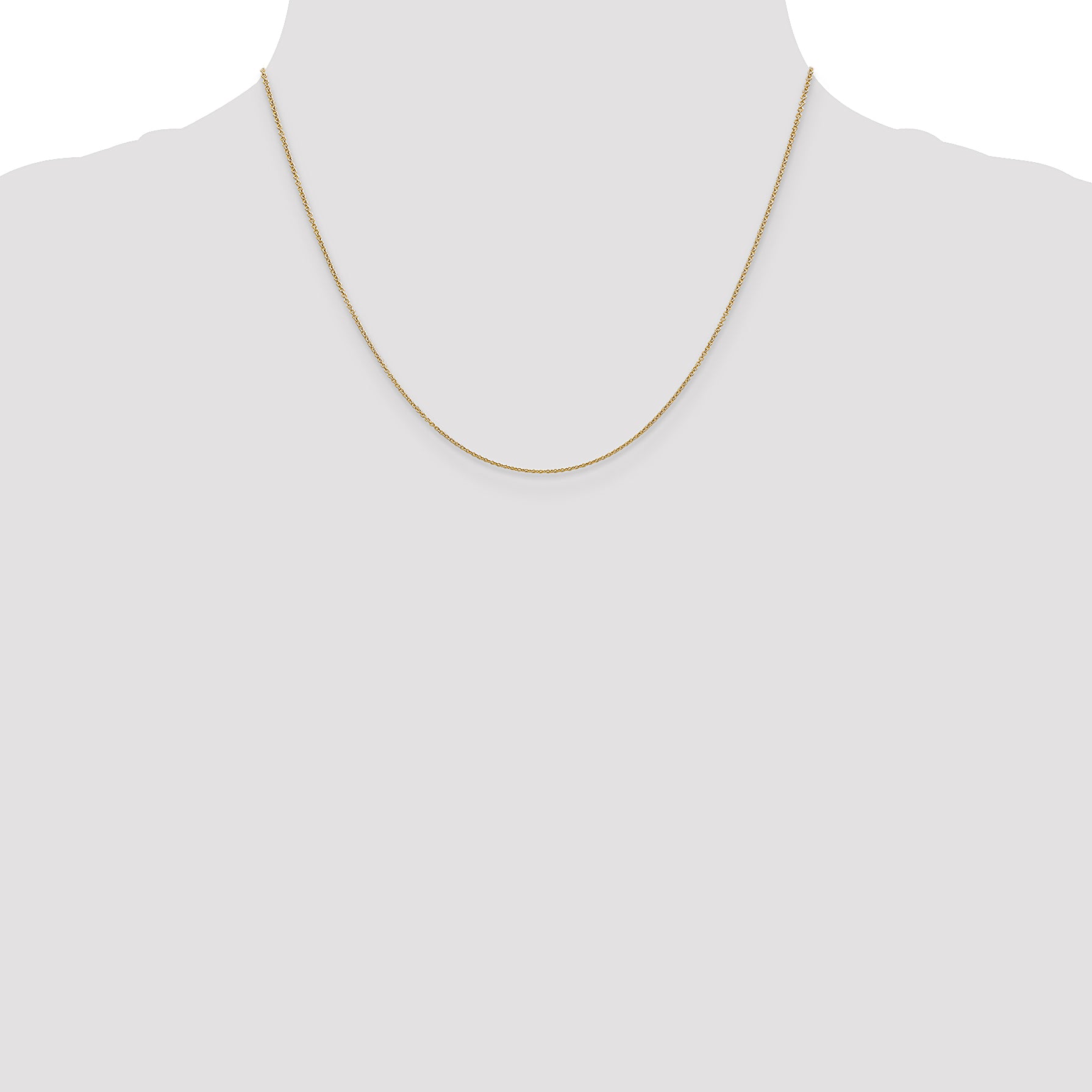 14K Gold Polished Cable Necklace with Spring Ring Clasp