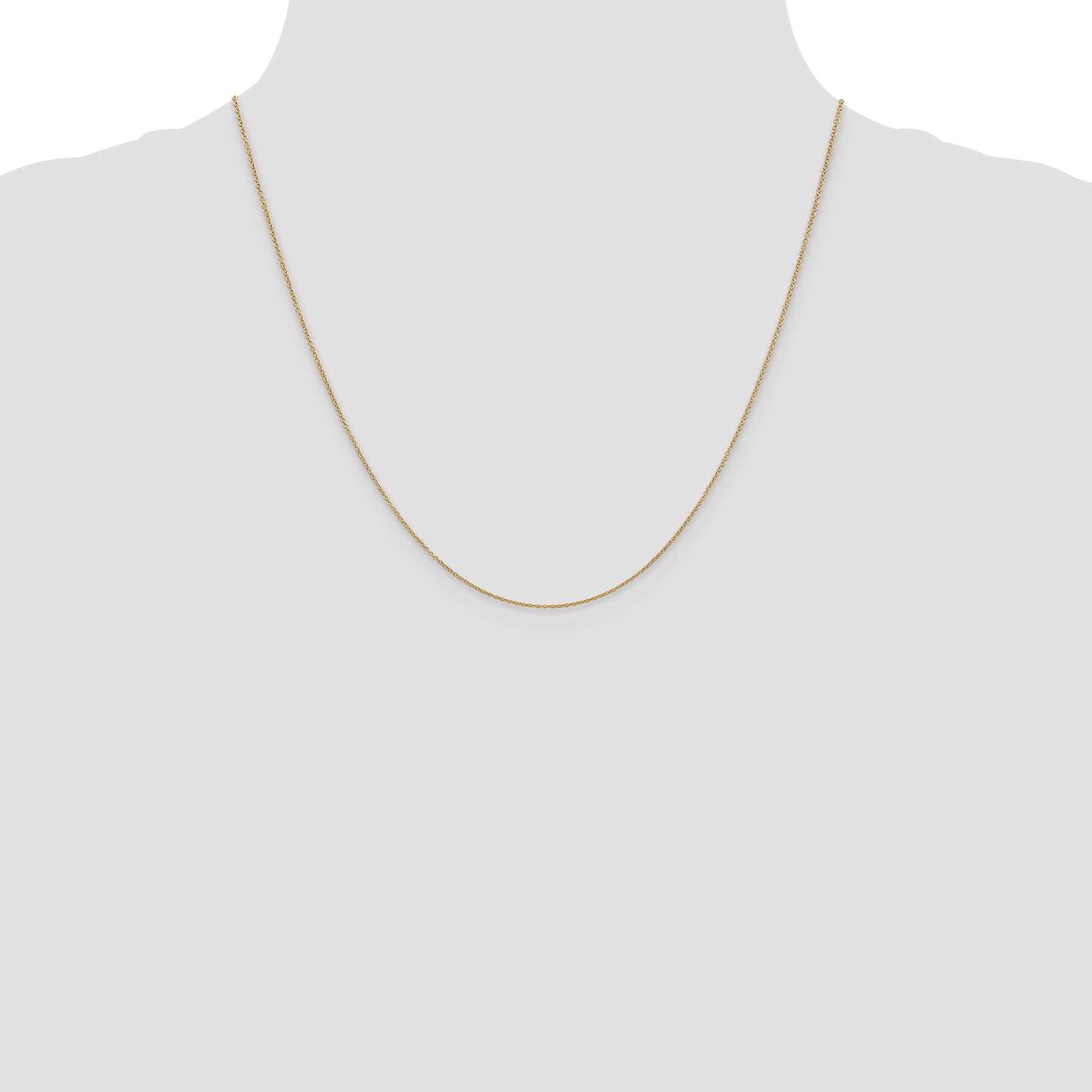 14K Gold Polished Cable Necklace with Spring Ring Clasp