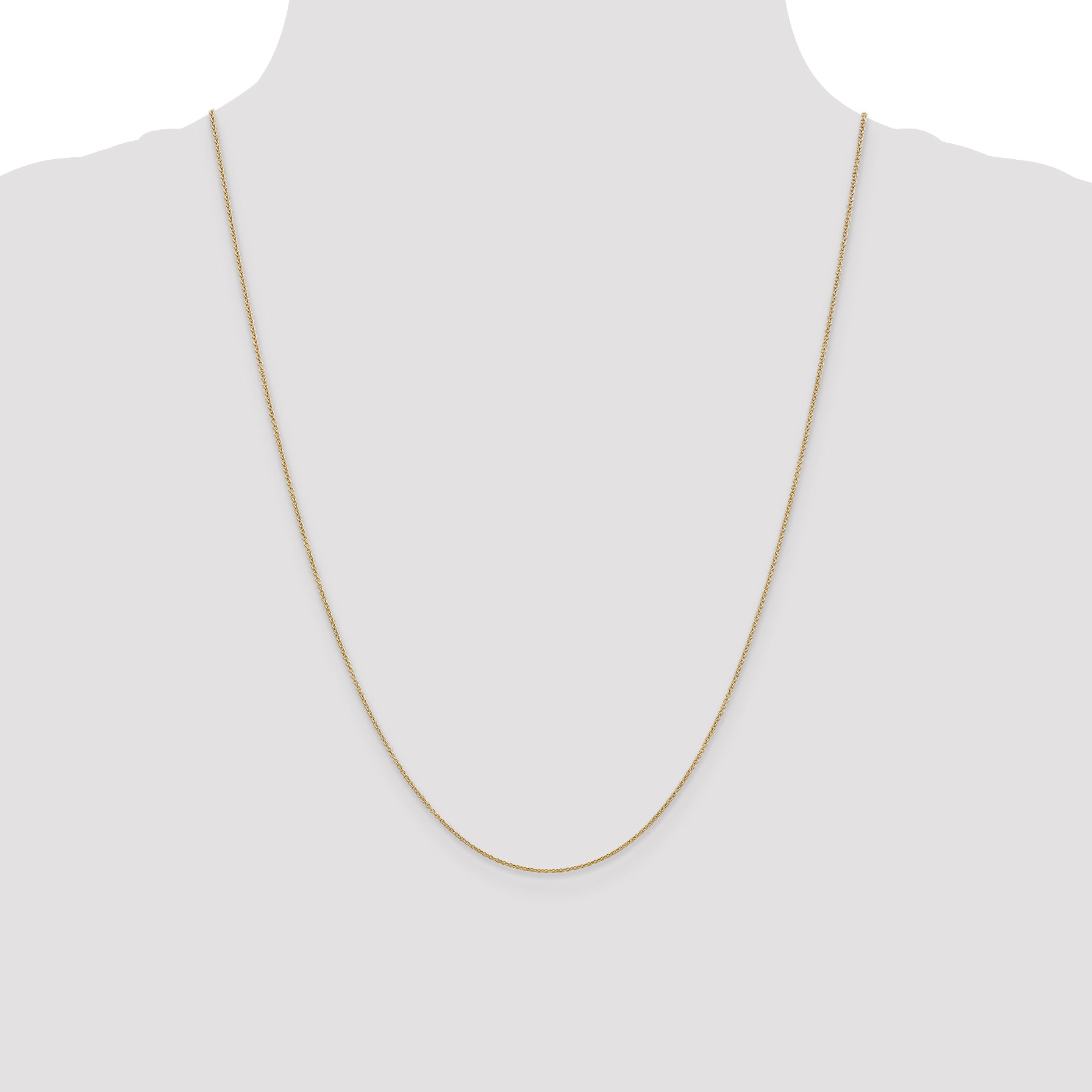 14K Gold Polished Cable Necklace with Spring Ring Clasp