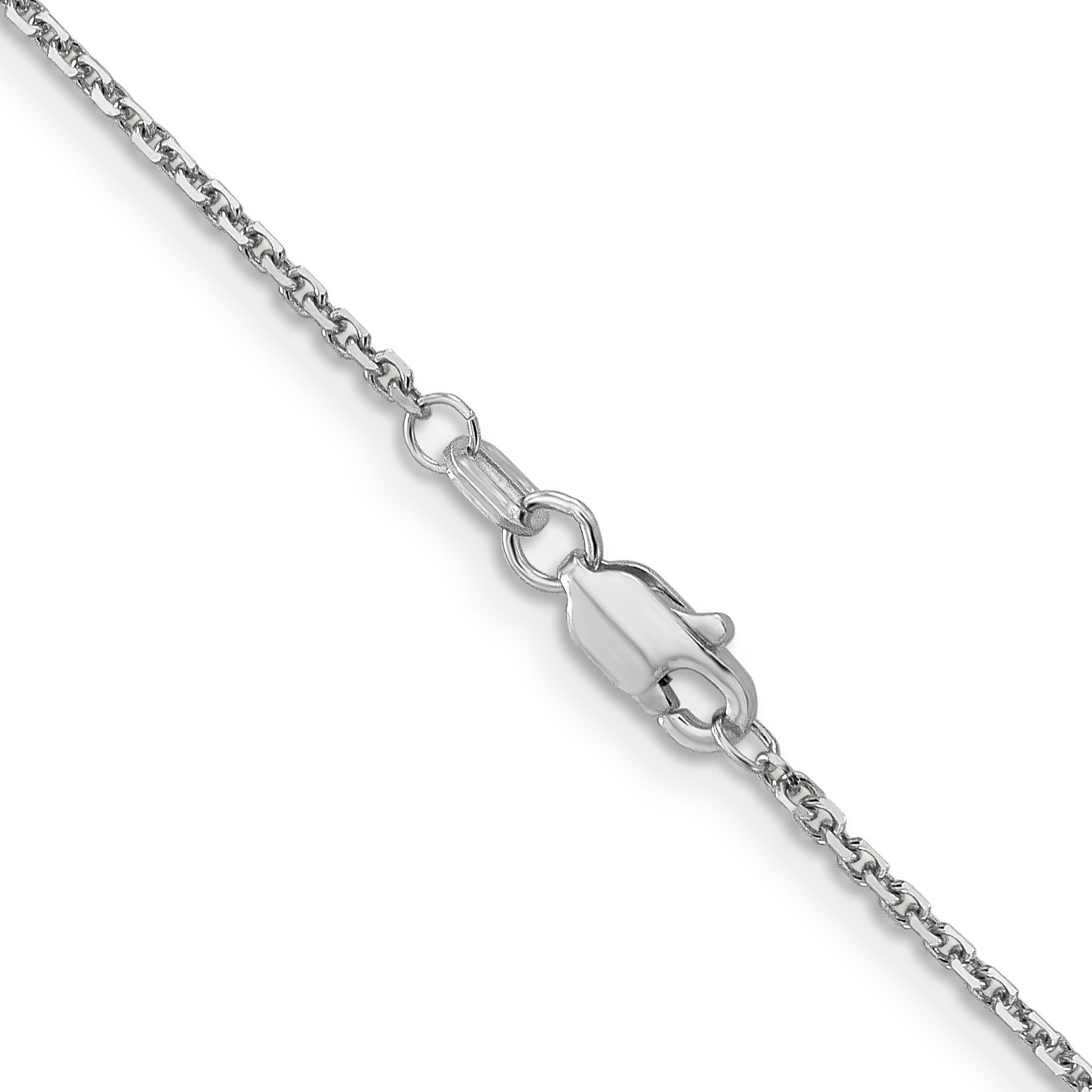 14K White Gold 14 inch 1.4mm Diamond-cut Round Open Link Cable with Lobster Clasp Chain