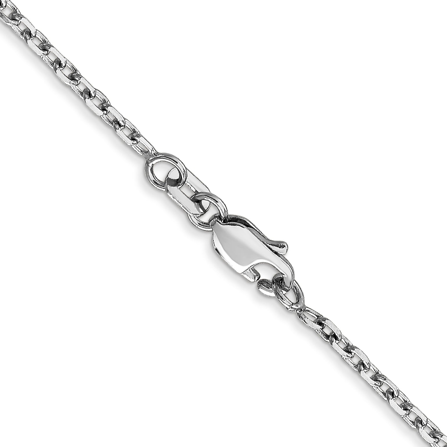 14K White Gold 16 inch 1.8mm Diamond-cut Round Open Link Cable with Lobster Clasp Chain