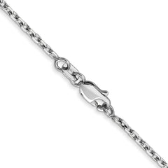 14K White Gold 16 inch 1.8mm Diamond-cut Round Open Link Cable with Lobster Clasp Chain