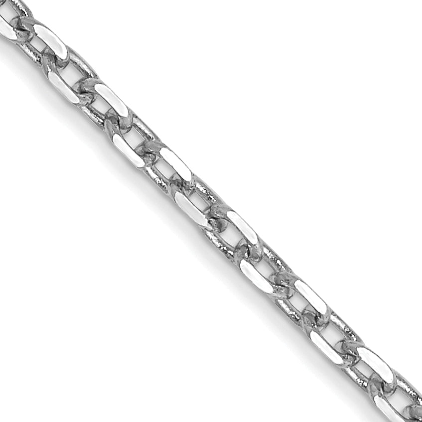 14K White Gold 30 inch 1.8mm Diamond-cut Round Open Link Cable with Lobster Clasp Chain