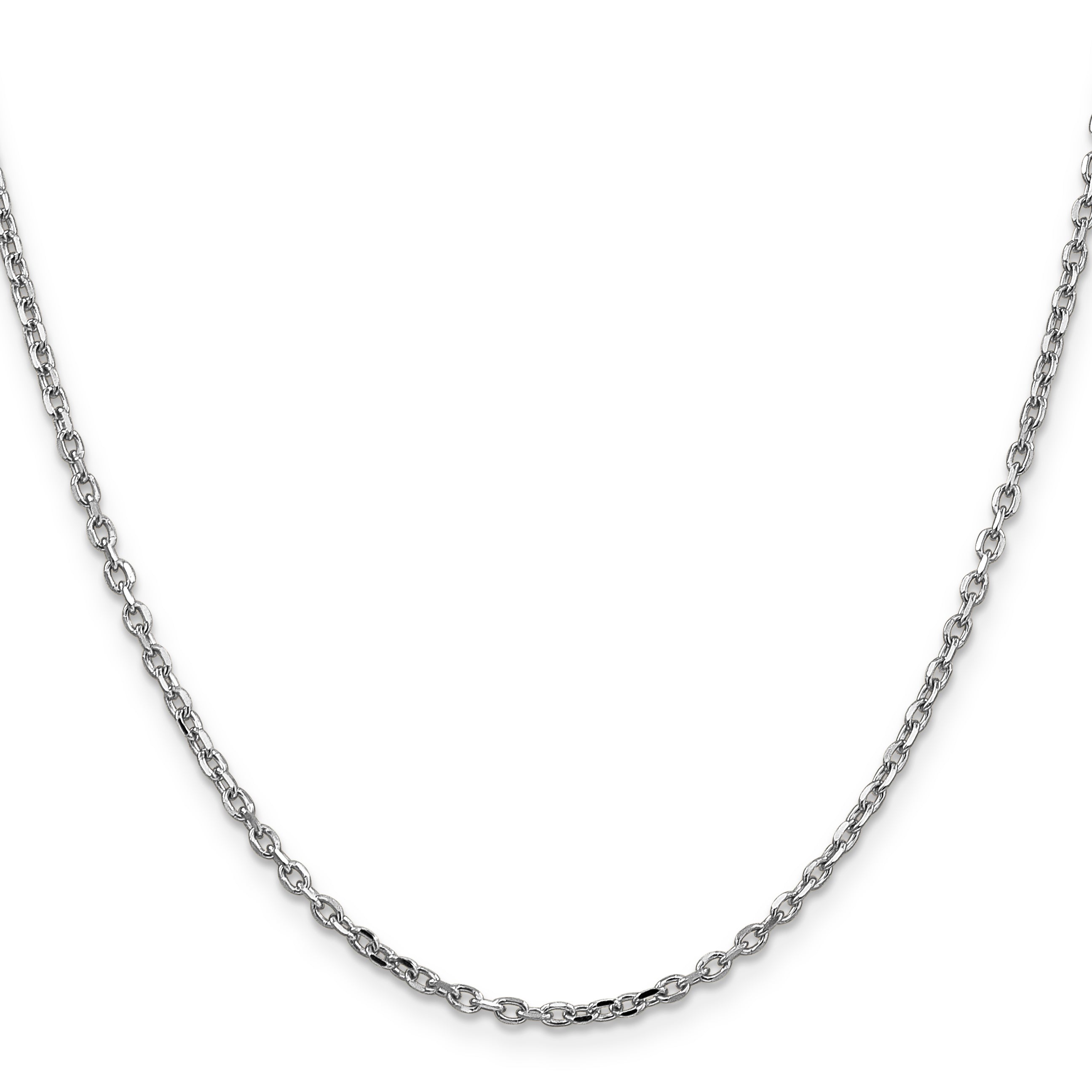 Sophia Jewelers 14K White Gold Diamond-Cut Cable Necklace with Lobster Clasp