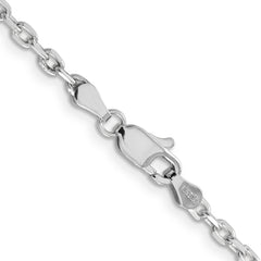 14K White Gold 16 inch 3mm Diamond-cut Round Open Link Cable with Lobster Clasp Chain