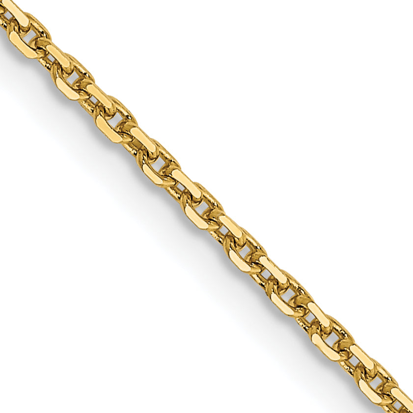 14K 30 inch 1.4mm Diamond-cut Round Open Link Cable with Lobster Clasp Chain