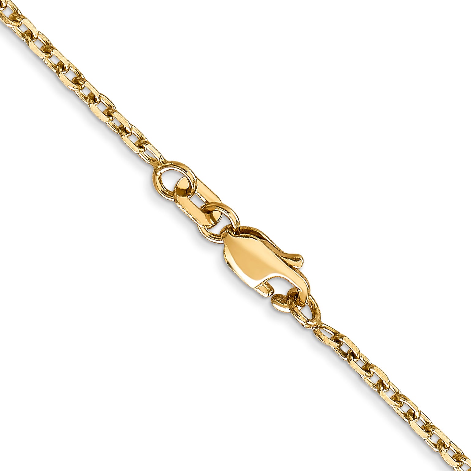 14K 16 inch 1.8mm Diamond-cut Round Open Link Cable with Lobster Clasp Chain