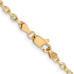 14K 16 inch 4mm Diamond-cut Round Open Link Cable with Lobster Clasp Chain