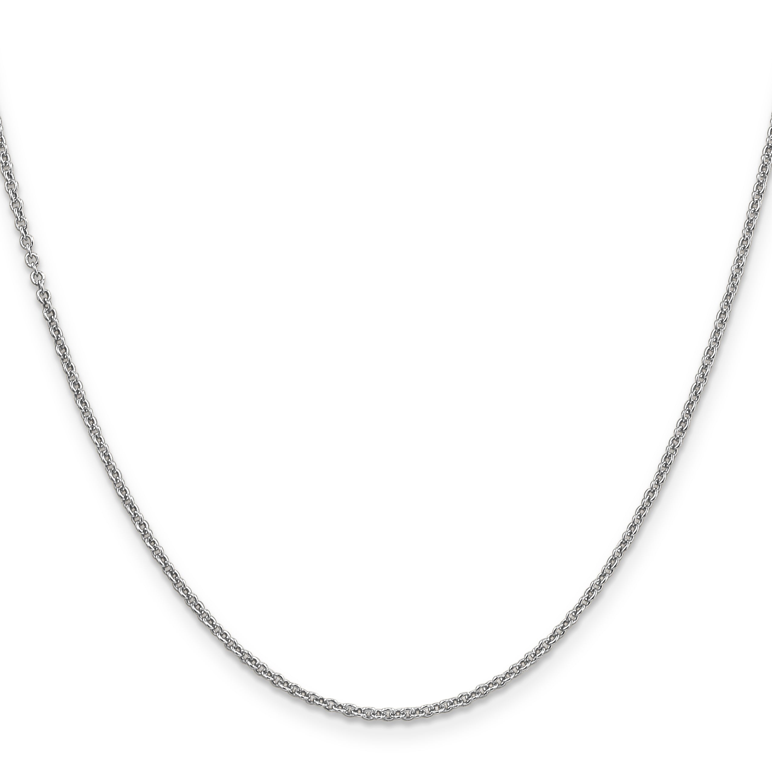 14K White Gold 16 inch 1.6mm Round Open Link Cable with Lobster Clasp Chain