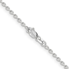 14K White Gold 16 inch 2mm Round Open Link Cable with Lobster Clasp Chain