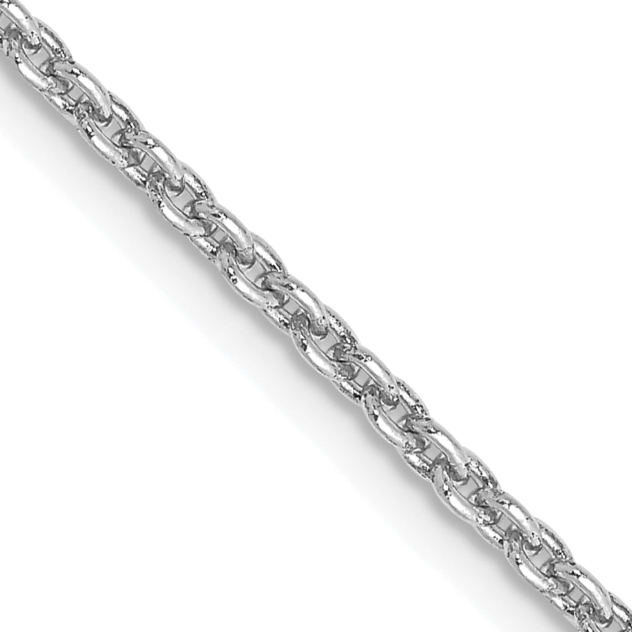 14K White Gold 30 inch 2mm Round Open Link Cable with Lobster Clasp Chain