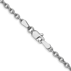 14K White Gold 16 inch 2.4mm Round Open Link Cable with Lobster Clasp Chain