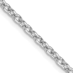 14K White Gold 30 inch 2.4mm Round Open Link Cable with Lobster Clasp Chain