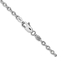 14K White Gold 16 inch 3.2mm Round Open Link Cable with Lobster Clasp Chain