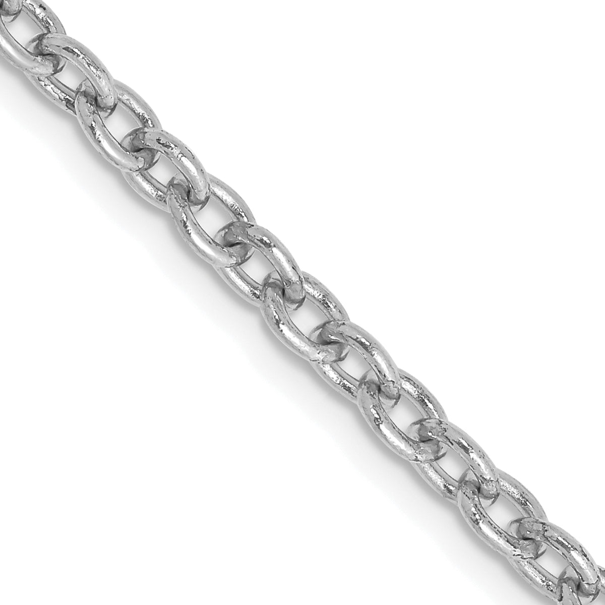 14K White Gold 30 inch 3.2mm Round Open Link Cable with Lobster Clasp Chain